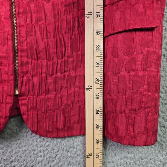 Preston York Red Zip Front Textured Blazer Jacket Size 12 Workwear Stretch Lined - Picture 8 of 13
